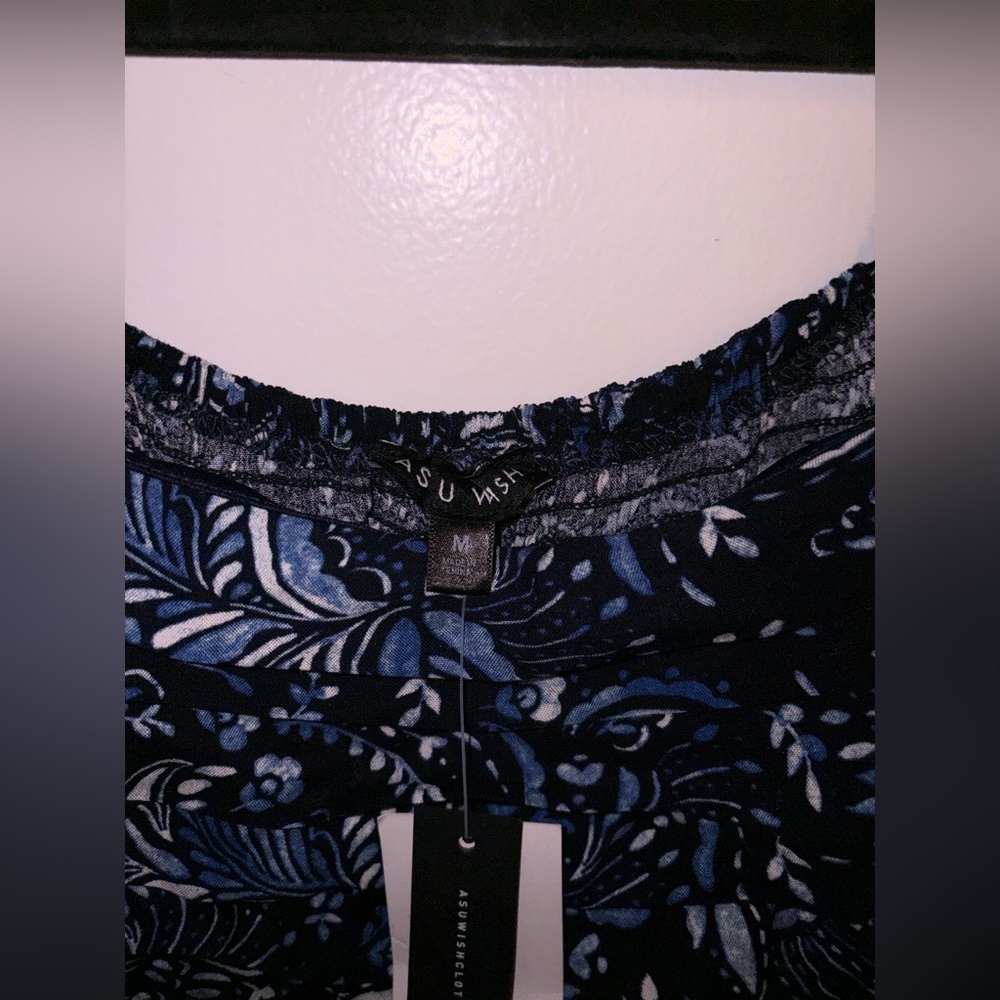 ASU WISH | Women’s Medium | New | NWT | Off Shoulder | Blue | Floral | Dainty - Picture 8 of 15